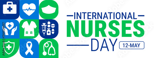 International Nurses Day Geometric shape pattern background, banner, card or poster design template is observed every year during May, to raise awareness about the mission. Vector illustration.