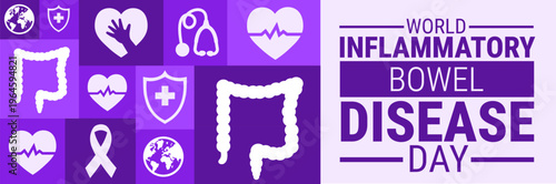 World IBD Day or World Inflammatory Bowel Disease Day Geometric shape pattern background, banner, card or poster design template is observed every year during May, to raise awareness about the mission