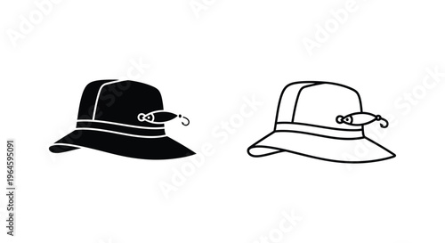 Black and white hats with chin straps Vector