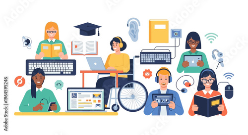 E-Learning Accessibility: Diverse Students Using Digital Technology for Inclusive Online Education, Remote Study, and Assistive Tech Support
