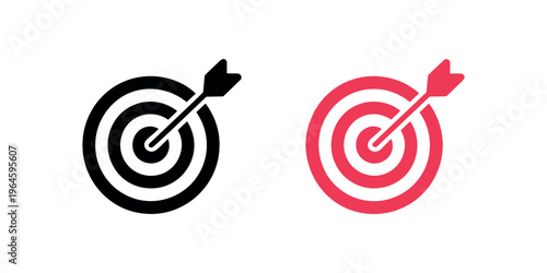 Black and red target with arrows symbol bullseye in white background