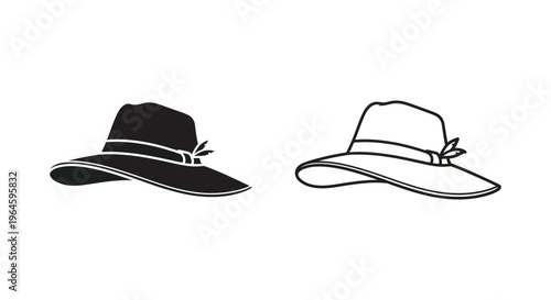 Black and white hats with ribbons Vector