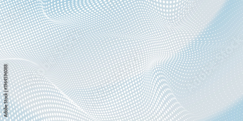 Abstract technology background of white dots with soft gradient waves.
