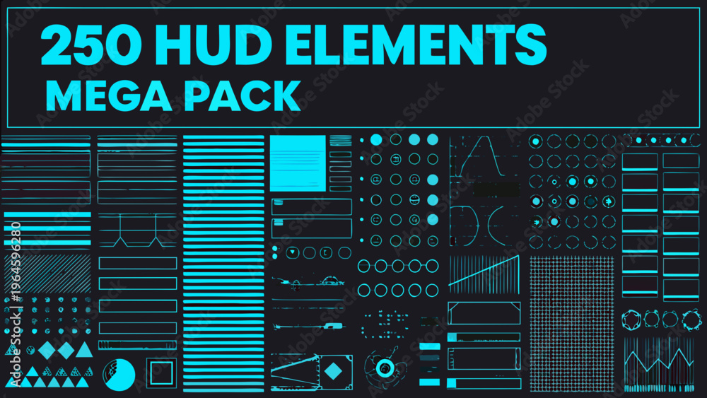 Fototapeta premium A collection of 250 hud elements and a mega pack for interface design