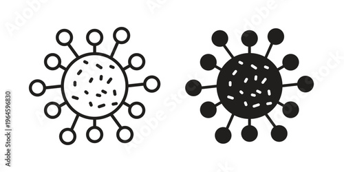 Bacteria icons vector silhouette set. thin line icon pack.