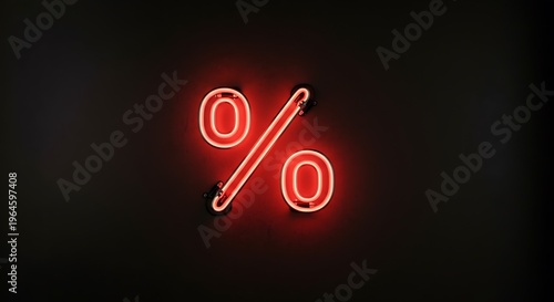 Minimalist single neon red percentage sign