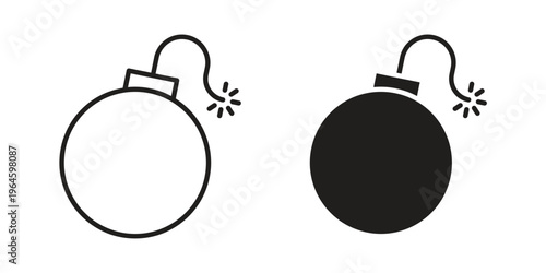 Bomb icons vector silhouette set. thin line icon pack.