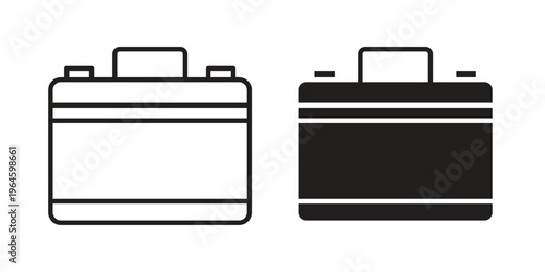 Briefcase icons vector silhouette set. thin line icon pack.