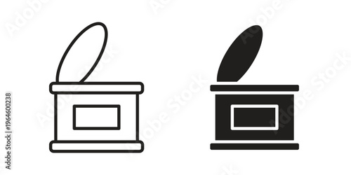 Canned food icons vector silhouette set. thin line icon pack.