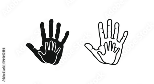 Black and white hands stop gesture Vector