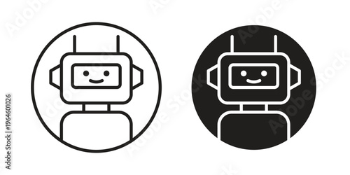 Chatbot speech bubble icons vector silhouette set. thin line icon pack.