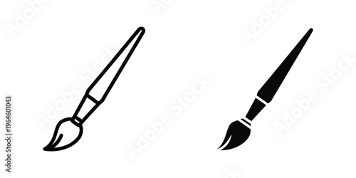 Two contrasting paintbrushes standing side by side in a minimalist design