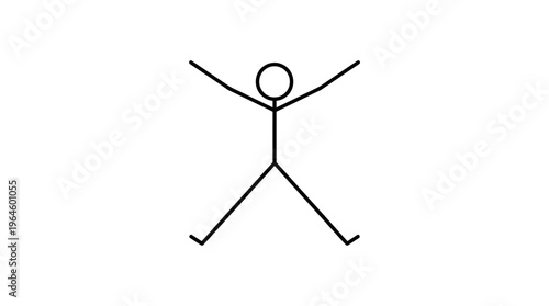 Relaxed stick figure person lying down with arms and legs spread out on an isolated white background, indicating calm rest.