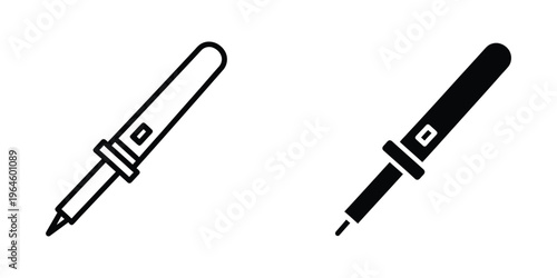 Two different types of ballpoint pens shown in black and white contrast