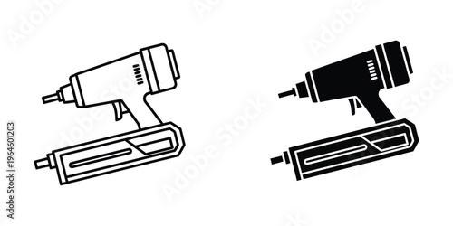 Illustration of cordless power tools: a drill and a sander