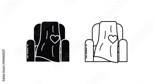 Heart shaped love couples chairs Vector