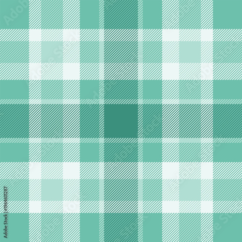 Blanket seamless check texture, november background vector fabric. Bedding plaid textile tartan pattern in teal and white colors.