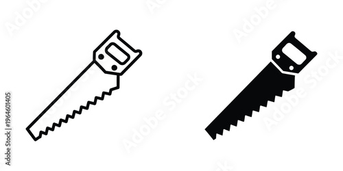 Two different types of handsaws depicted in a minimalist black and white illustration