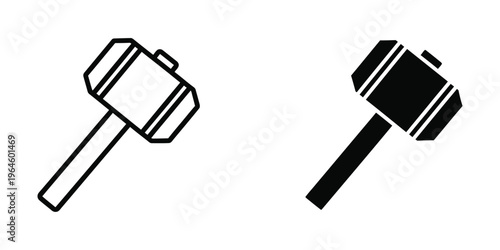 Two contrasting styles of blacksmithing hammers depicted in a simple line drawing