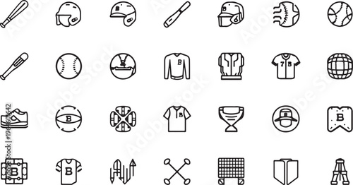 Sports icons, athletic symbols, fitness logos, 40 sports graphics set