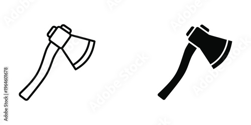 Comparison of traditional and modern axe designs in black and white illustration