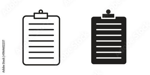 Clipboard icons vector silhouette set. thin line icon pack.