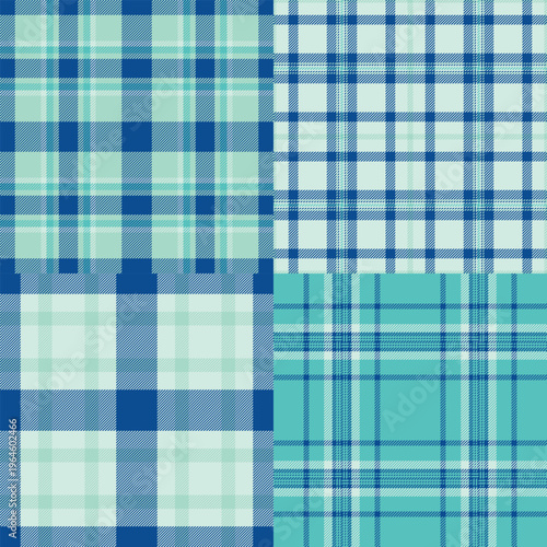 Classic plaid pattern set designed for heritage branding. Traditional tartan structures support labels, stationery, and print materials. Seamless vectors maintain balance.