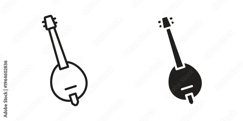 Fototapeta premium Banjo icons Black symbol on transparent background. EPS10
