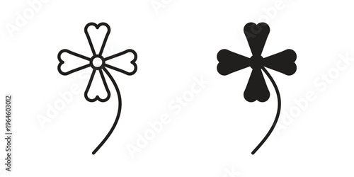 Clover icons vector silhouette set. thin line icon pack.