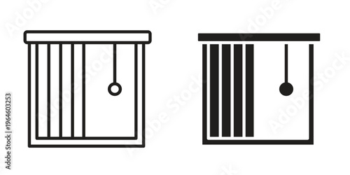 Blinds open icons Black symbol on transparent background. EPS10