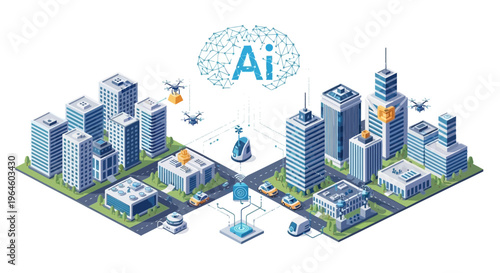 AI Smart City: Integrated Urban Ecosystem with Advanced Technology, Autonomous Vehicles, Drone Delivery, and IoT Connectivity for a Futuristic Landscape