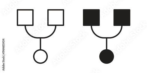 Code Fork icons vector silhouette set. thin line icon pack.