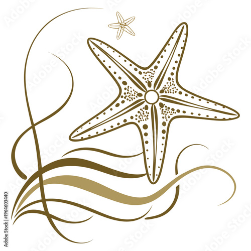 Premium gold starfish icon with elegant metallic style. Ideal for luxury branding, jewelry packaging, spa products, and upscale coastal design.