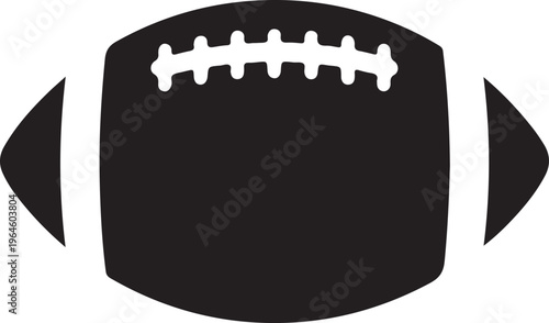 American football icon, black sports ball, vector illustration, athletic equipment