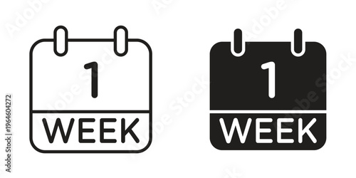 Calendar week icons Black symbol on transparent background. EPS10