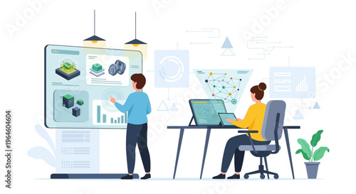 Data Analytics & AI Development Team: Collaborating on Cloud Computing and Machine Learning Solutions for Digital Business Transformation Workflow Illustration