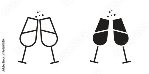 Champagne Glass icons Black symbol on transparent background. EPS10