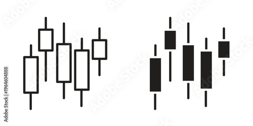 Chart candlestick icons Black symbol on transparent background. EPS10