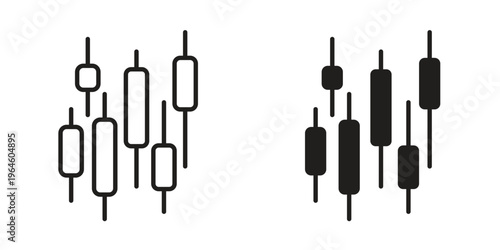 Chart candlestick icons Black symbol on transparent background. EPS10