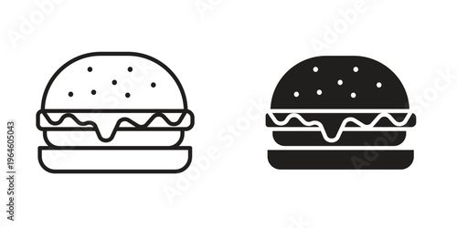 Cheese burger icons Black symbol on transparent background. EPS10