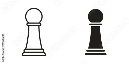 Chess pawn icons Black symbol on transparent background. EPS10