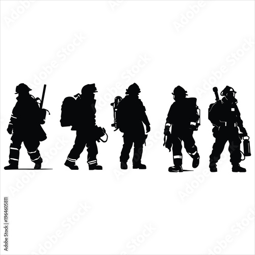 silhouettes of firemen 