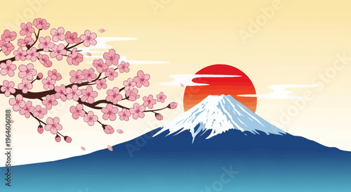 Pink Cherry Blossom Tree Branch.