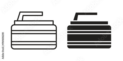 Curling stone icons vector silhouette set. thin line icon pack.