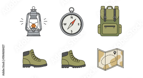 Hiking gear and accessories for outdoors.