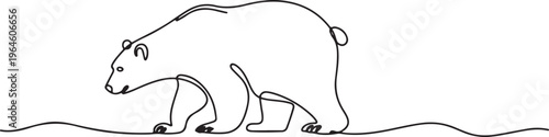 Single Line Drawing of a Polar Bear Walking animal