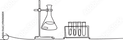 Single Line Drawing of Chemistry Lab Setup laboratory