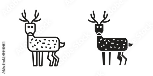 Deer icons vector silhouette set. thin line icon pack.
