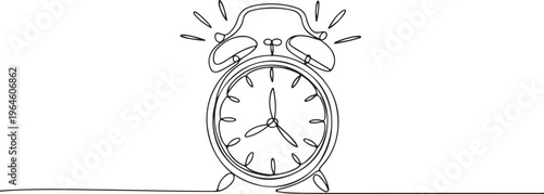 Alarm Clock Line Art with Ringing Sound Waves time