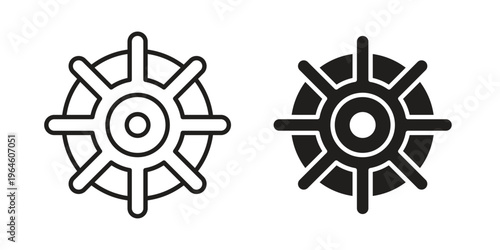 Dharmachakra icons vector silhouette set. thin line icon pack.